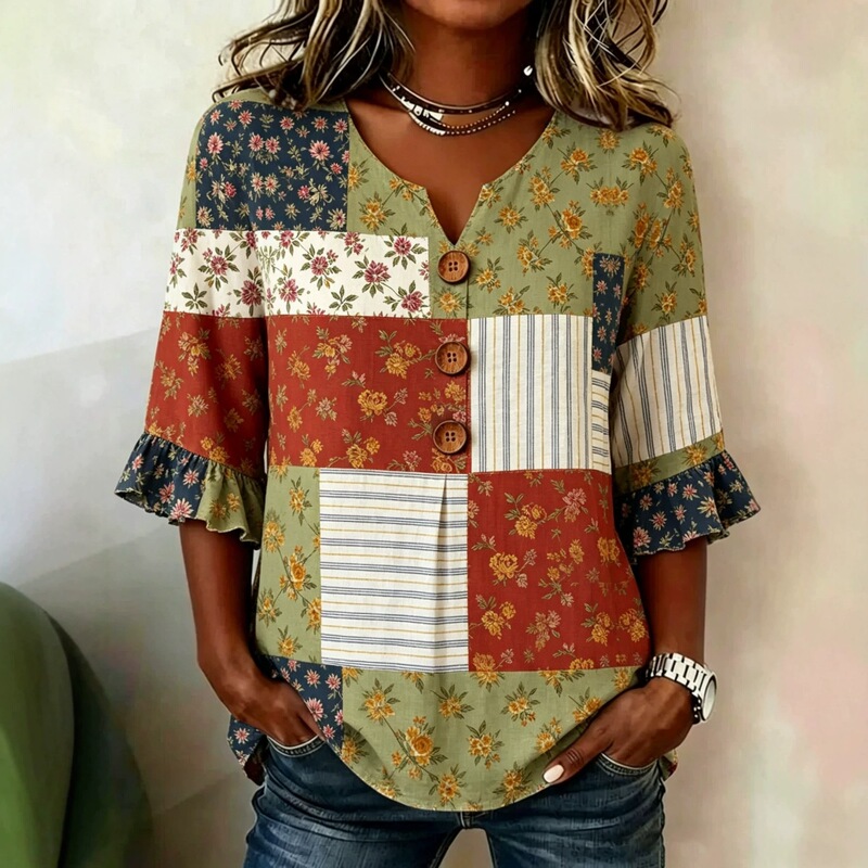 European and American Amazon Cross-Border New Women's Floral Digital Print Fashion Casual Loose Shirt, One-Piece Dropshipping European and American Amazon Cross-Border New Women's Floral Digital Print Fashion Casual Loose Shirt, One-Piece Dropshipping