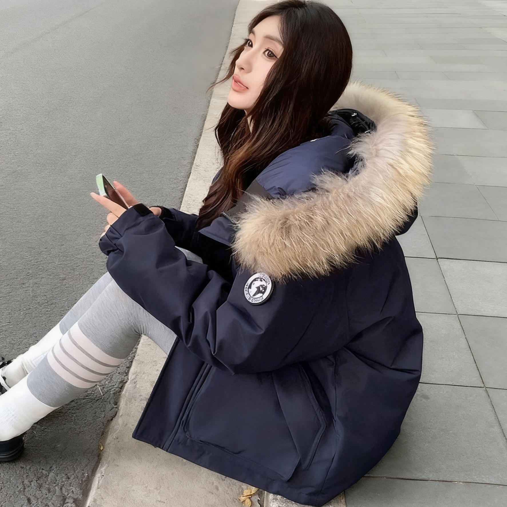 羽绒服女学生2026新款冬装加厚大毛领宽松冬季小个子工装派克服女