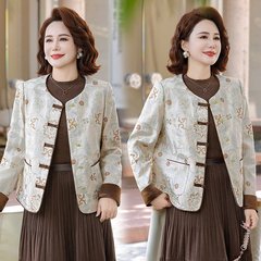 妈妈秋装外套洋气大码2025新款40岁50中老年女春秋季休闲夹克上衣