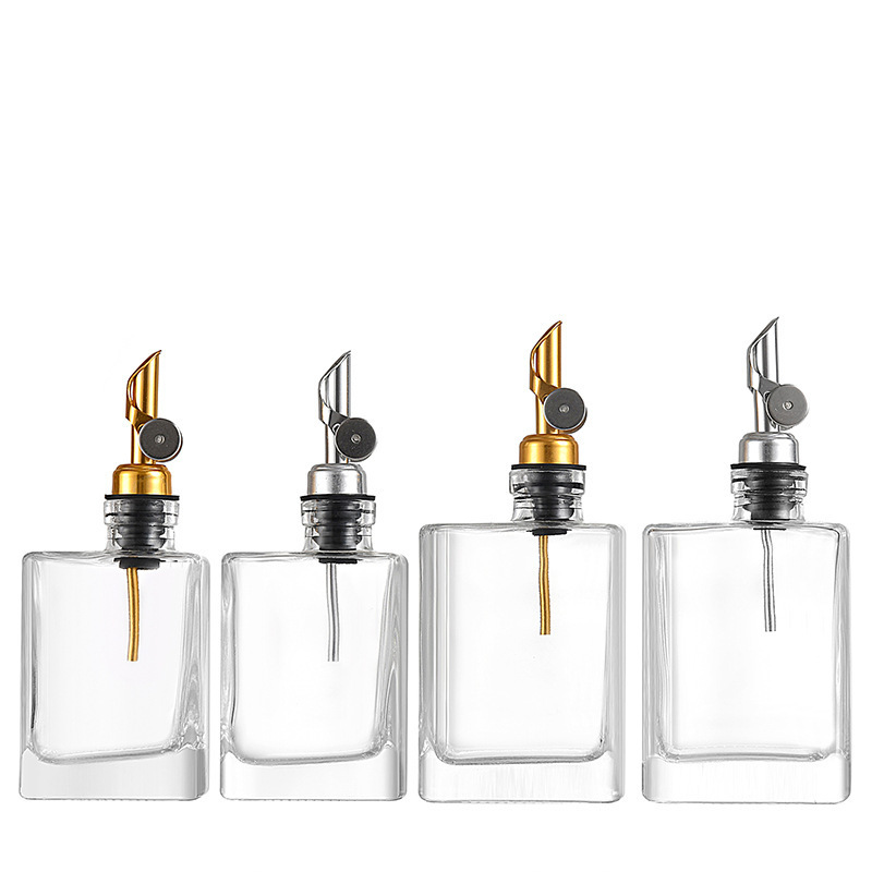 亚马逊家用厨房用品350ml晶白料玻璃自控开合控油壶酱油醋调料瓶