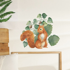 FX-F479卡通可愛小松鼠綠植客廳櫥窗門貼家居裝飾牆貼畫批發