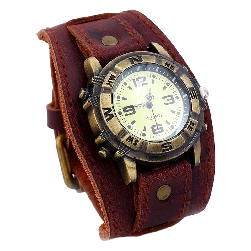 Directo de fábrica nueva punk vintage reloj pulsera de piel de vaca reloj de los hombres suministro transfronterizo de cuero genuino pulsera europea y americana