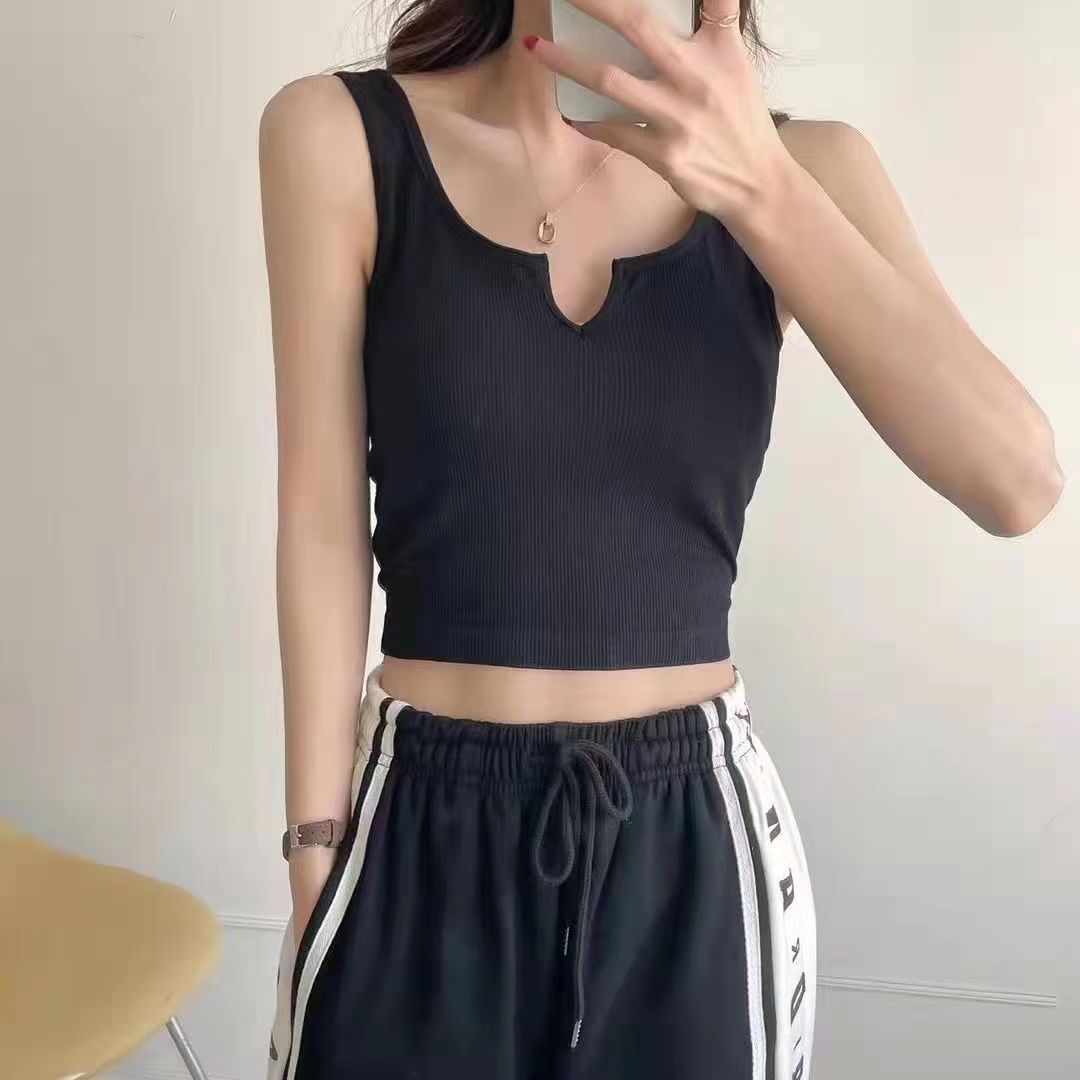Nuevo hombro ancho con cuello en V camisola taza fija de las mujeres desgaste exterior deportes chica estilo todo partido ropa interior mujeres