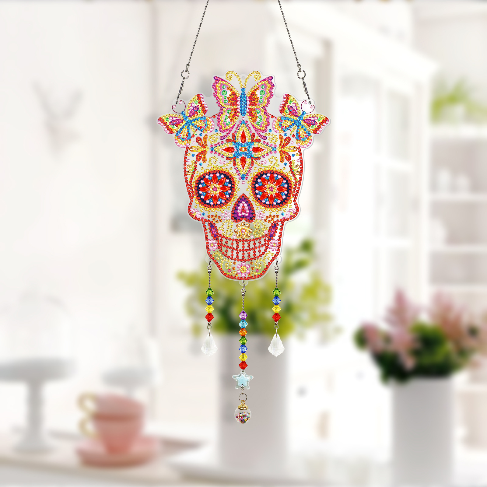 Suministro exclusivo transfronterizo de accesorios para pintura de diamantes, adornos colgantes DIY, dibujos animados navideños, acrílico, mariposa de cristal con diamantes completos, pintura de diamantes.