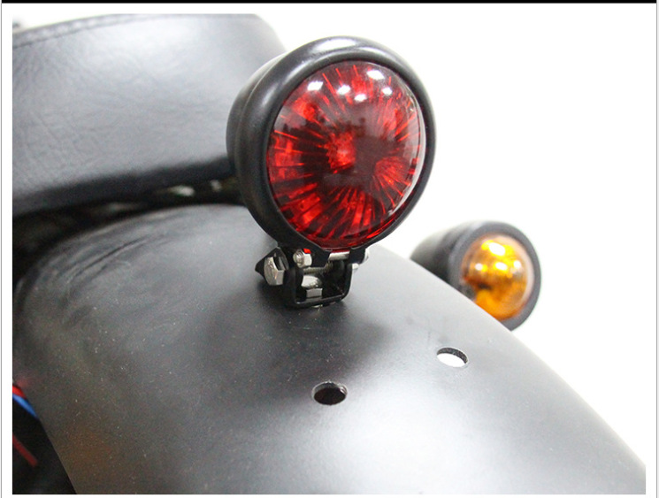 Harley cruiser motorcycle modification accessories retro metal LED rear tail light brake light small round light