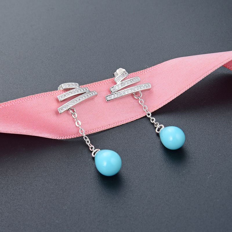 S925 plata esterlina perlas creativas pendientes de perlas largos pendientes japoneses y coreanos de moda perlas dulces pendientes de perlas