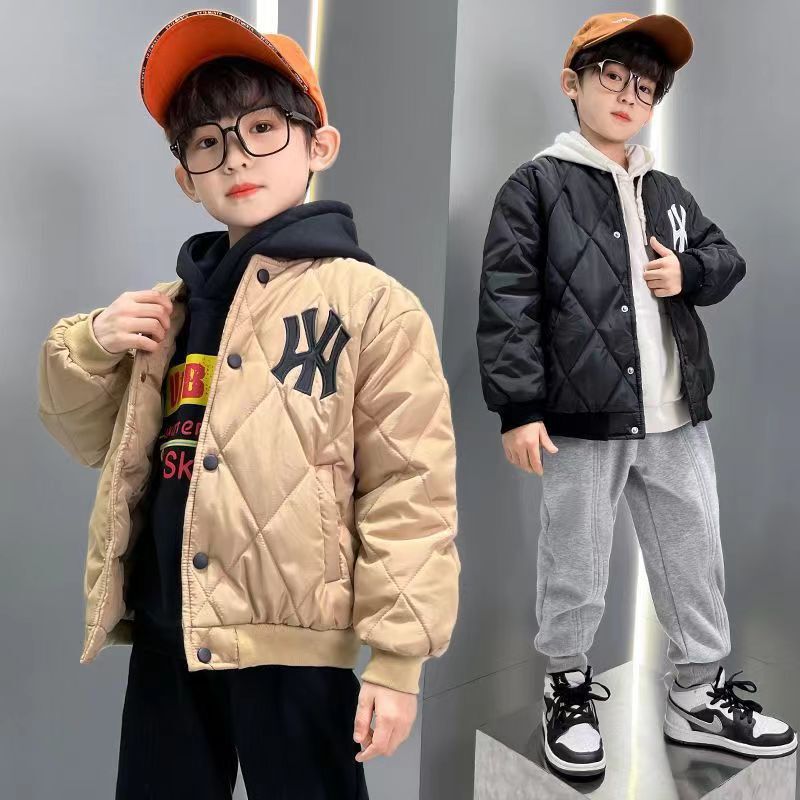 Korean style boys' spring and autumn jacket autumn and winter cotton-padded coat children's cotton-padded jacket thickened baseball jacket baby clothes fashion brand Korean style boys' spring and autumn jacket autumn and winter cotton-padded coat children's cotton-padded jacket thickened baseball jacket baby clothes fashion brand