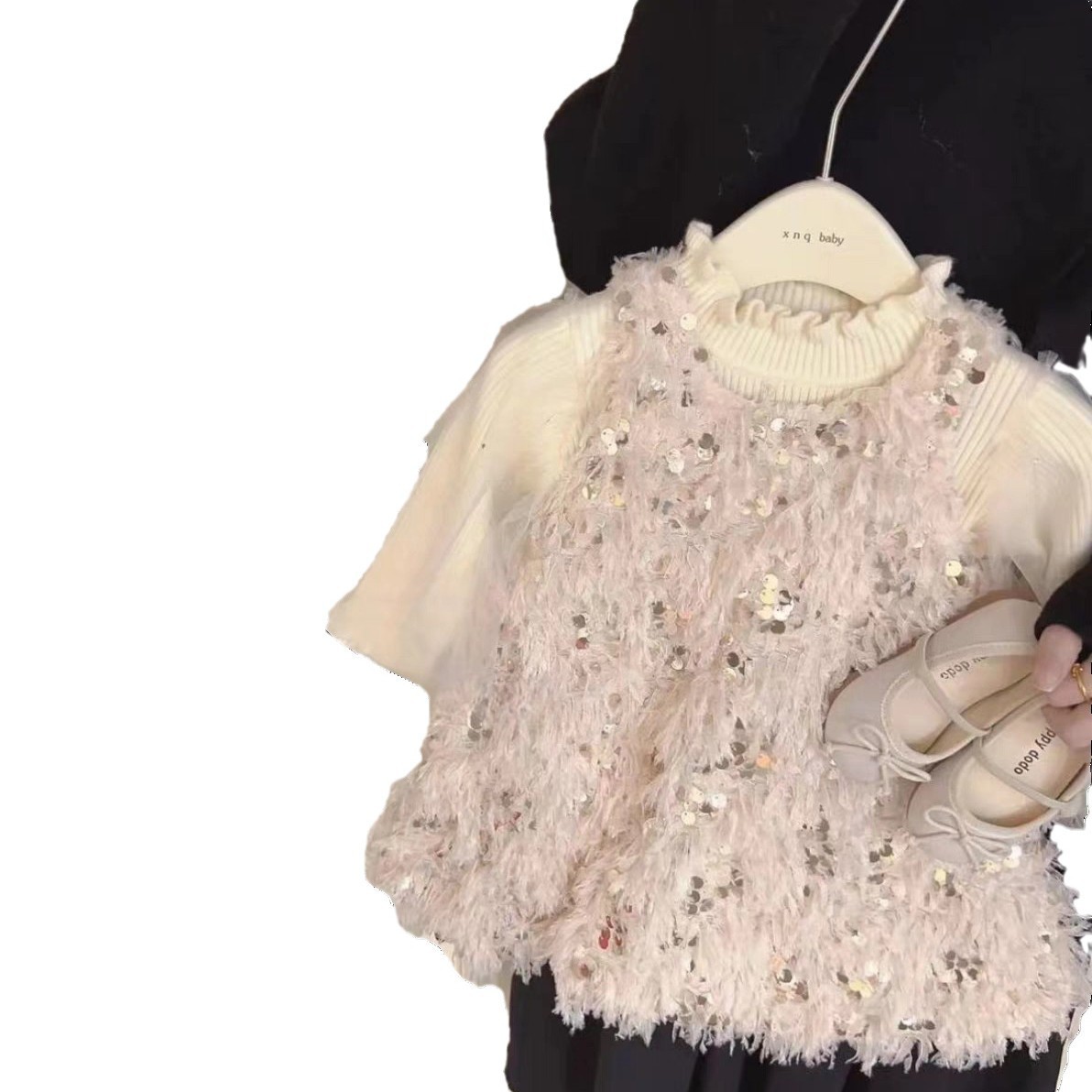 [Temperamento] Vestido de chaleco de temperamento de niña Vestido de chaleco acolchado de cumpleaños festivo con lentejuelas Nueva falda de estilo occidental