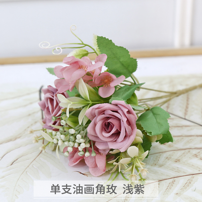 단일 유화 코너 로즈 라이트 퍼플
