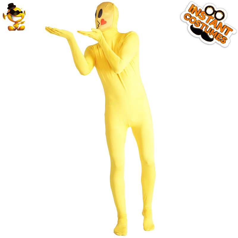 Adultos de Halloween divertido amarillo expresión invisible mono traje divertido de los hombres y las mujeres del partido traje