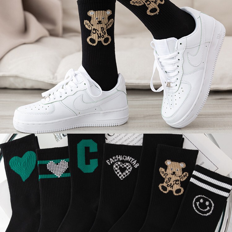 Black Socks for Women, Mid-Length Stockings, Spring and Autumn Trendy Hong Kong Style, Suitable for Outerwear, College Style, Ins Spring High-Waisted Long Socks Black Socks for Women, Mid-Length Stockings, Spring and Autumn Trendy Hong Kong Style, Suitable for Outerwear, College Style, Ins Spring High-Waisted Long Socks