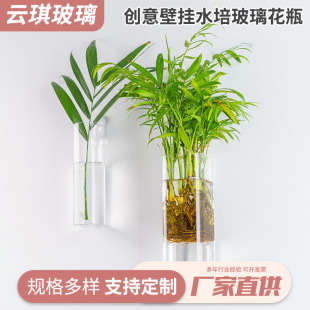 Creative wall hanging hydroponic glass vase wall hanging glass tube green rose small hanging bottle decorative flower pot