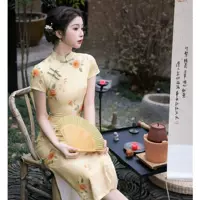 Тонкая девушка cheongsam оптом весной новый новый модифицированный ретро-чонсам длинное платье 2558