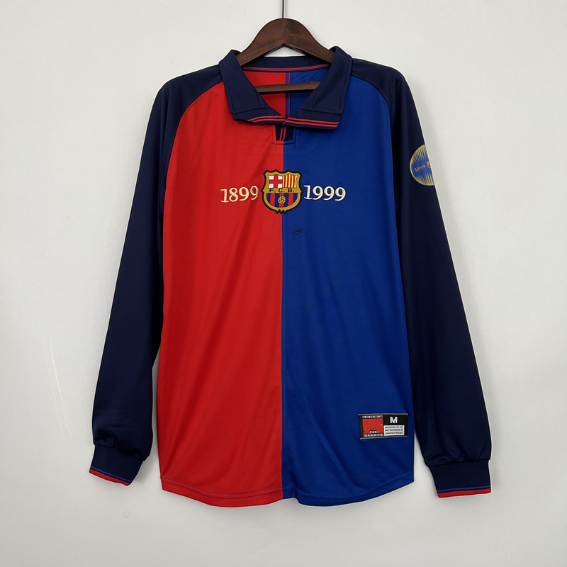 FC Barcelona Retro 1999/00 Centenary Home Long Sleeve Jersey Red/Blue