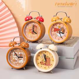 卡片巴拉卡通打铃闹钟卧室床头夜灯小闹钟数字可爱儿童客厅座钟