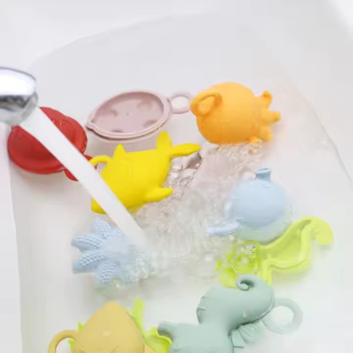 Nuevos productos transfronterizos juguetes de baño juguetes de silicona juguetes de baño de dibujos animados para niños juguetes de baño de silicona juguetes de baño