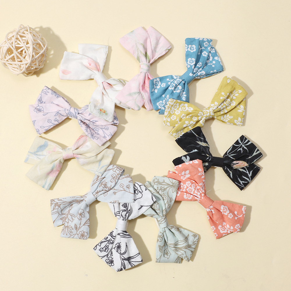 Nuovi accessori per capelli per bambini transfrontalieri, forcina per capelli con fiocco per stampa digitale per bambini europei e americani, non fanno male ai capelli, clip laterale all'ingrosso_voghion.com