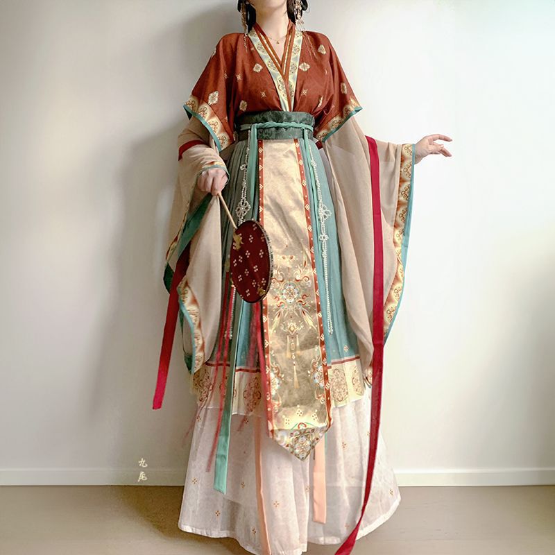Lingxi Pavilion Original [Biluo Goddess] Wei and Jin Style Clothing Restored Han Dynasty Women's Improved Traditional Clothing Suit