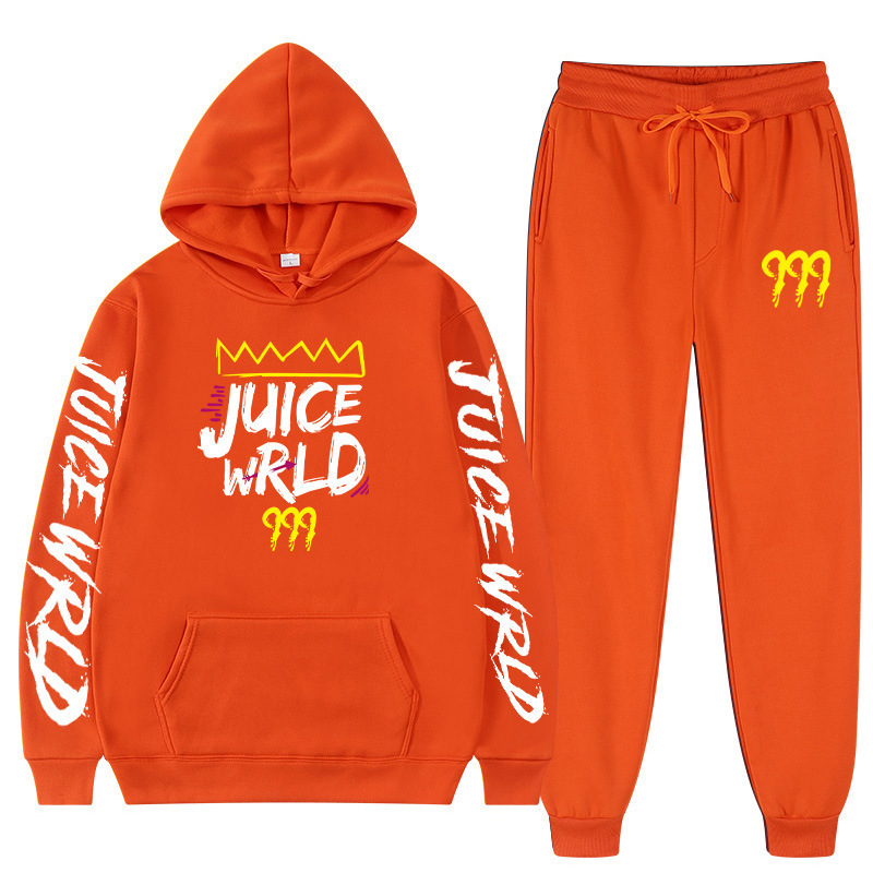 American Street Style Trendy Couple Casual Versatile Set Rapper Juice Wrld Same Style Sweatshirt Two-Piece Set