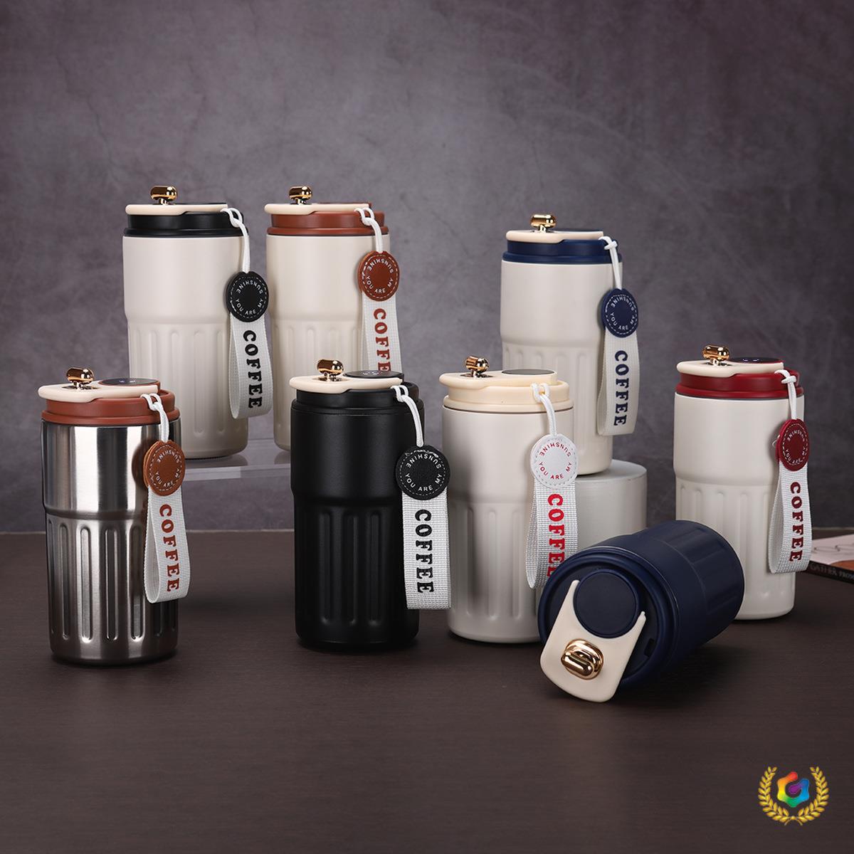 New Stylish 316 Stainless Steel Smart Luckin Coffee Cup Gift with Handle, Car Strap, and Insulated Cup for Home Use