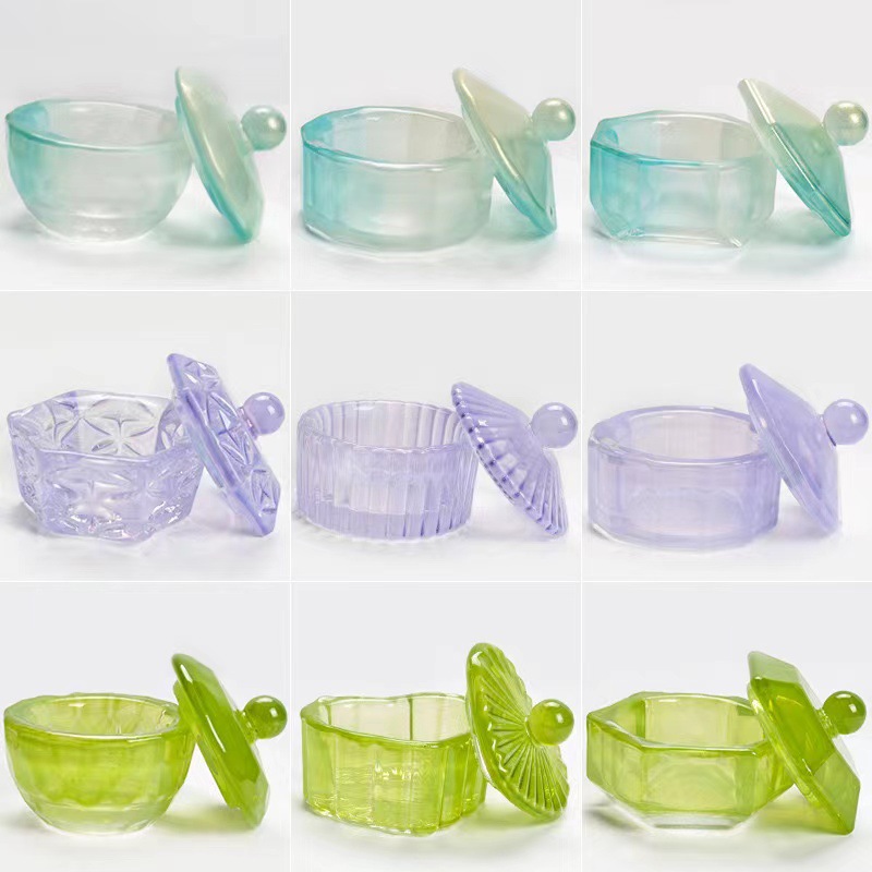 Uña ámbar champán cubierta de cinta de vidrio cristal taza de cristal líquido joyería de forma especial taza de lavado de lápiz especial para manicuras