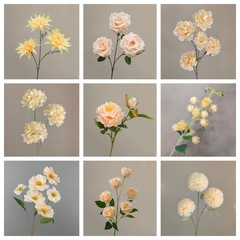 シャンパン色のシミュレーション花の結婚式の花のバラの蝶蘭のアジサイのユリの偽の花のシャンパン色のシミュレーション花の卸売り