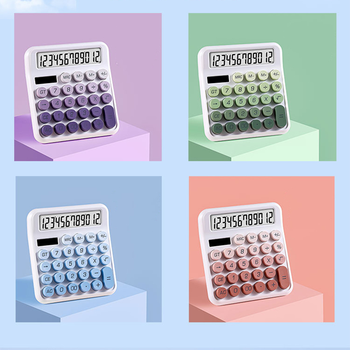 多巴胺渐变色系机械按键12位数计算机