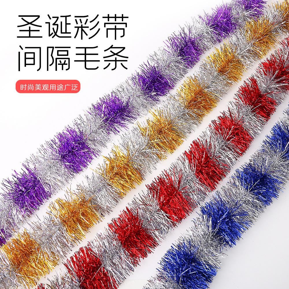 Transfronterizo 9cm sección de decoración de Navidad rayas de lana de colores fiesta centro comercial diseño Garland cinta fábrica al por mayor
