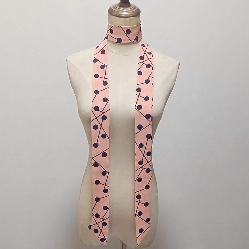 韓国版の細い細い長さの小さいスカーフの女性はバッグの取っ手を縛って春夏の秋のシフォンのプリントの小さいスカーフのマフラーを持ちます。|undefined