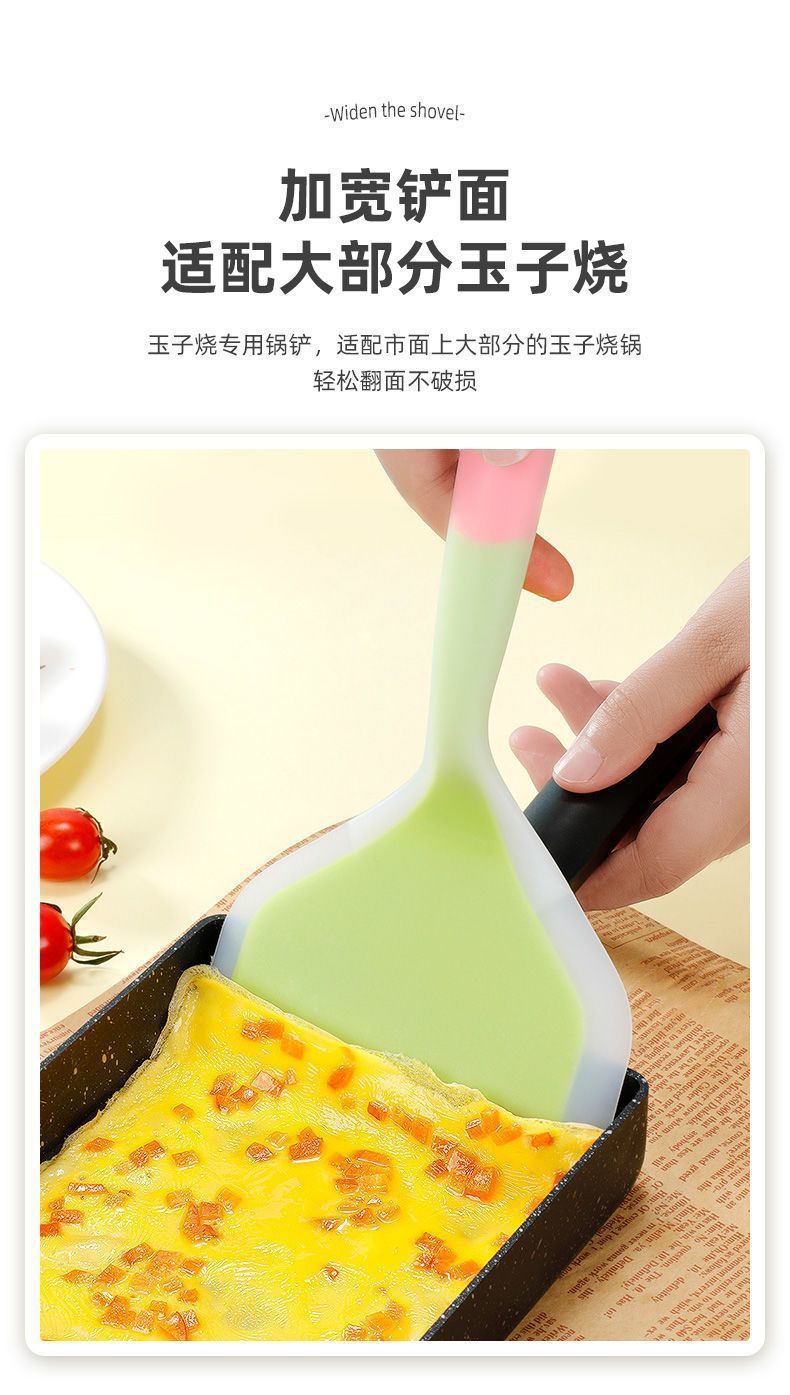 Silicone Spatula Wide Head Pancake Turner Heat Resistant Kitchen Flipper with Oil Brush for Nonstick Cookware overview