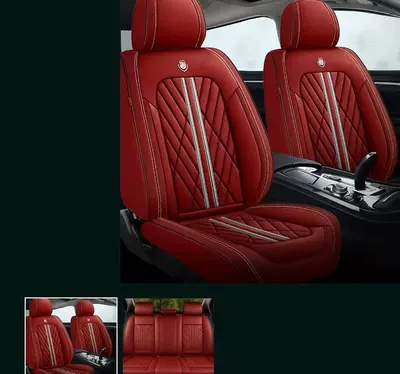 Car Seat Cushion Full Surround Leather Universal seat cover - wine-red-standard-edition