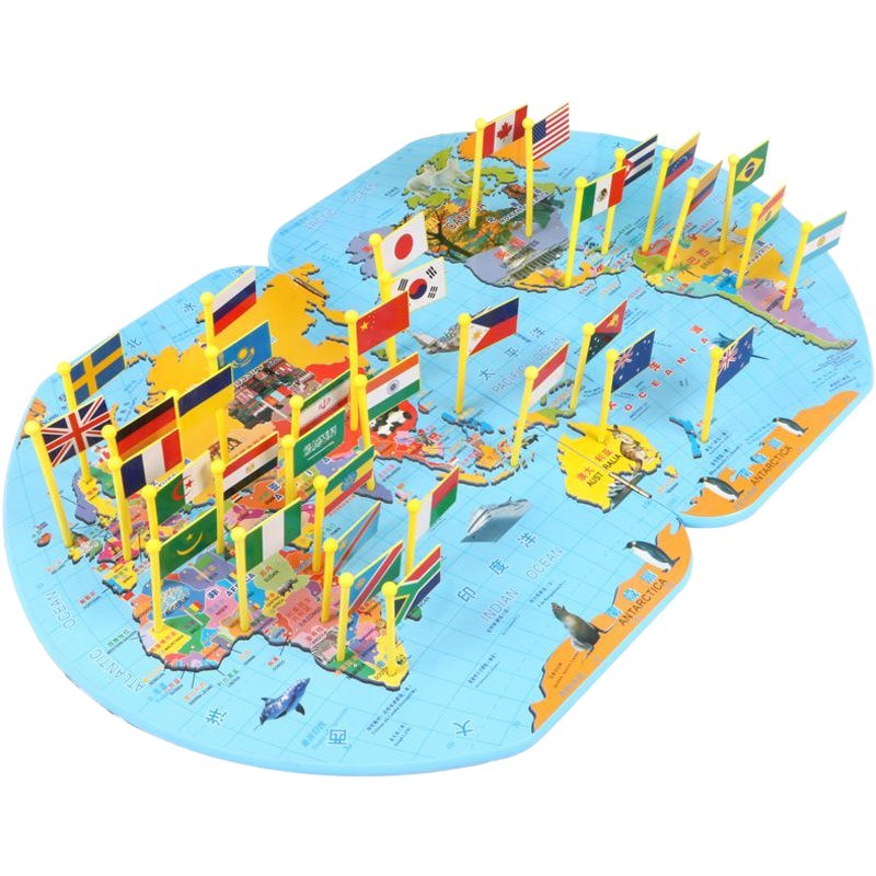 Mapa del mundo con la bandera nacional los niños saben rompecabezas de madera desarrollo inteligencia 3 años kindergarten juguetes educativos 4-6 años de edad
