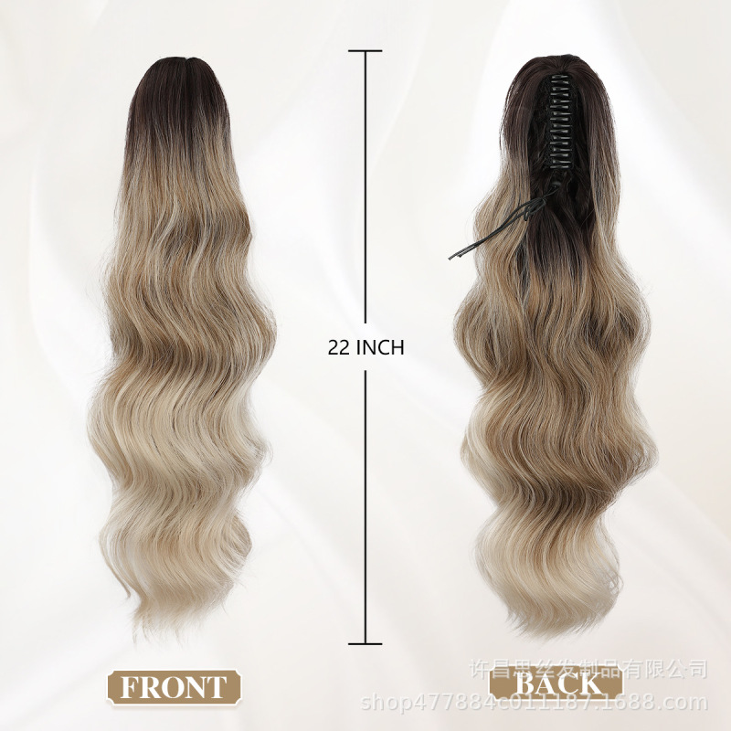 クロスボーダーウィッグポニーテールウォーターリップルグリッパークリップロングカーリーヘアコーンウィスパーポニーテール爪クリップポニーテール|undefined