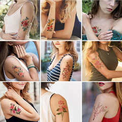 Cross-border new watercolor floral tattoo sticker waterproof sweat fashion sexy hand waist chest arm temporary realistic tattoo