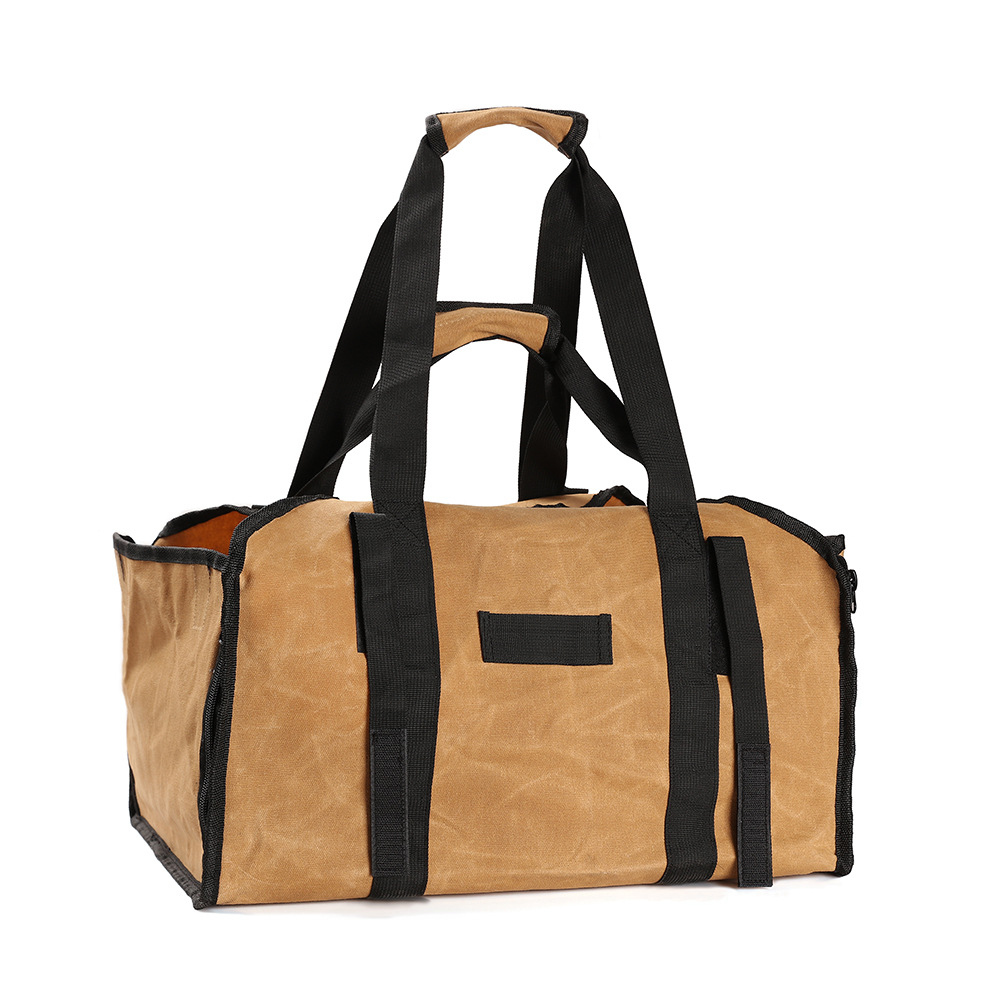 アウトドア薪バッグキャンプ用品大容量携帯両用薪収納袋キャンバス手提げ袋伐採バッグ