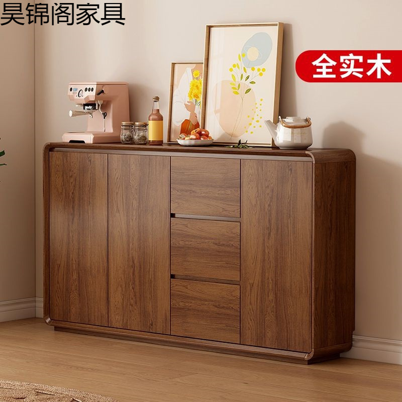 [All Solid Wood] Sideboard Against the Wall Integrated Home Living Room Storage Tea Cabinet Kitchen Cabinet Storage