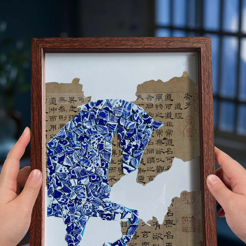 青と白の磁器手作り diy フォトフレーム装飾絵画景徳鎮セラミックコラージュプリント愛国テーマ中秋節チームビルディング|undefined
