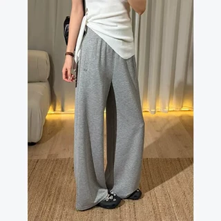 松弛舒适高腰显瘦垂感口袋面膜直筒裤初秋新品休闲常规时尚阔腿裤