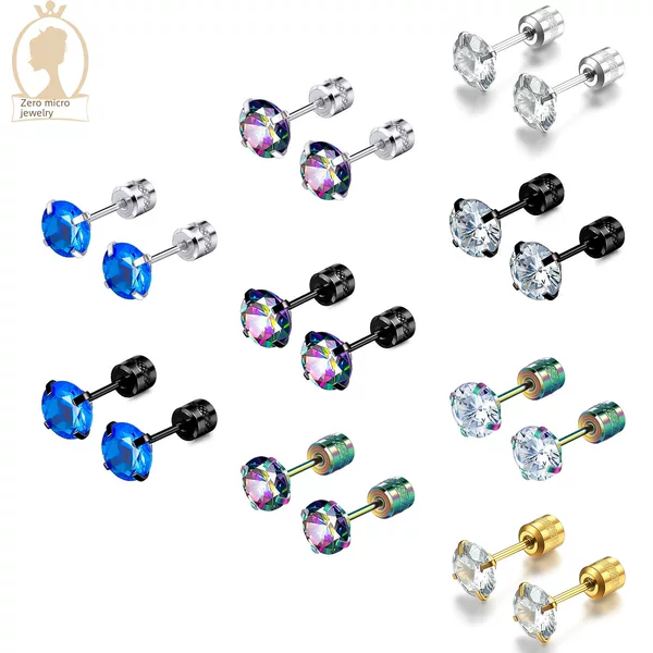 Cross-Border Zircon Earrings Jewelry High-End Niche Ear Bone Stud Earrings Metal High-End Earrings Ear Studs Wholesale