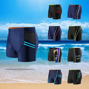 Cross-Border New Swimming Trunks Men's Anti-Embarrassment Boxer Men's Swimming Trunks New Quick-Drying Large Size Hot Spring Professional Swimming Equipment