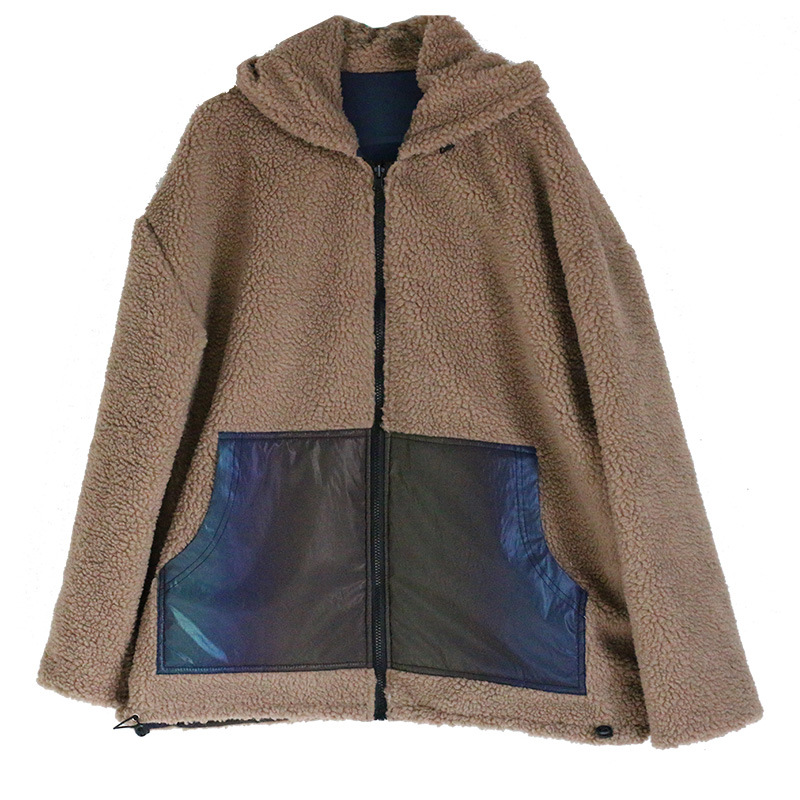 Vêtements pour hommes hiver nouvelle veste réfléchissante colorée en polaire d'agneau double face manteau chaud épais double face_voghion.com