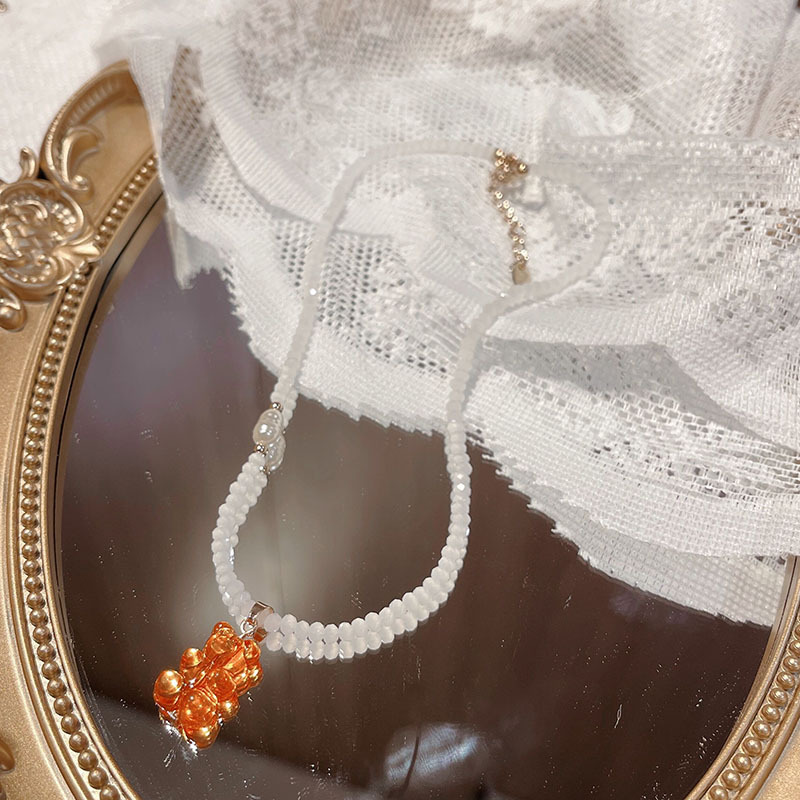 18g Weight Beaded Pendant Material Pendant Necklace Classification Beaded Chain Material 1 Piece Quantity Holiday, Daily Occasion Beaded Material Bear Pattern Women's Gender Cute, Sweet Style Cute Sweet Bear Beaded Wholesale Pendant Necklace 11