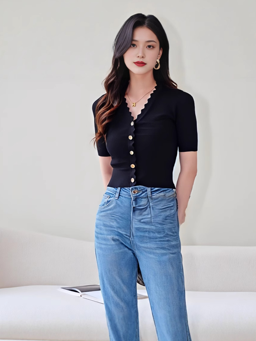 高バージョン SD Xiaohuo 春夏トップス Nanyou ハイエンド婦人服 Xiaoxiangfeng ハイエンド半袖ニットカーディガンアウター