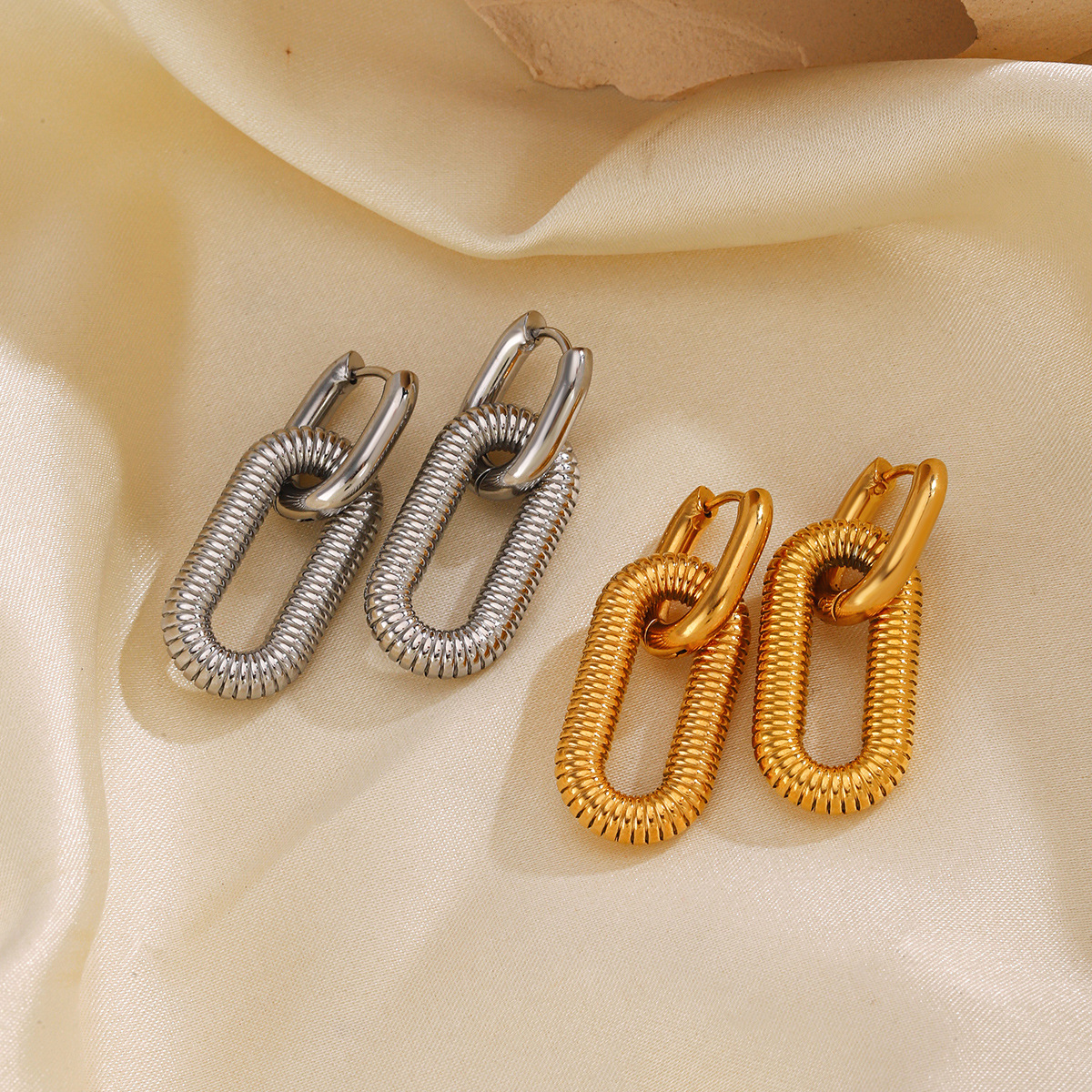 Fashionable geometric earrings stainless steel hip-hop style