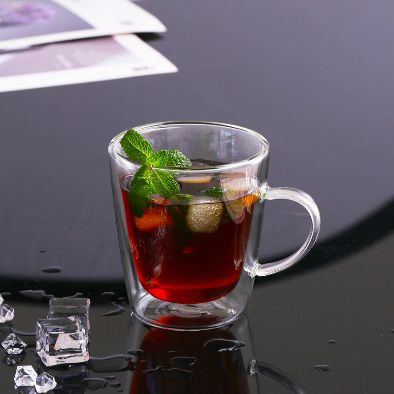 Taza de jugo de leche con mango vidrio de borosilicato taza de doble capa bebida fría tienda jugo taza de café taza de agua