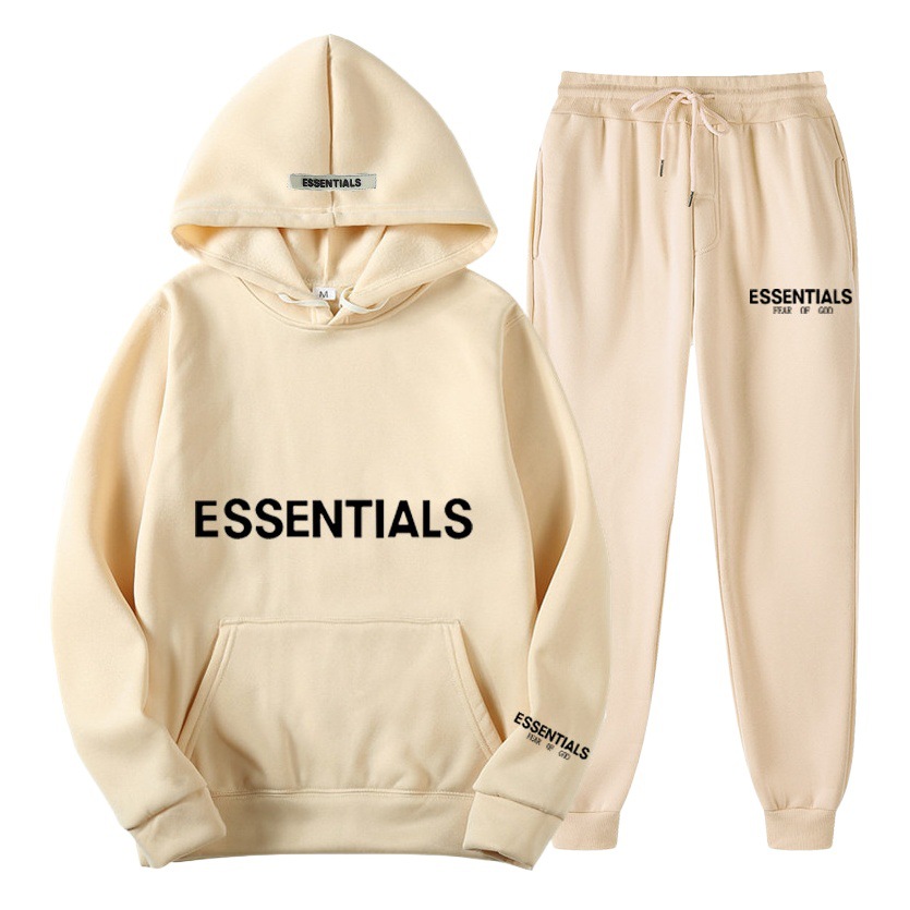 TEMOR DE DIOS doble línea Essentials Zambia moda marca pecho impreso LOGO pareja HOODIE sweater NIEBLA