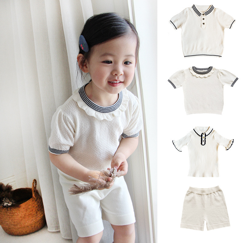 Class A Knitted Pure Cotton Summer Thin Men's and Women's Polo Shirt Top Knitted Boxer Shorts All-match Simple Verm Class A Knitted Pure Cotton Summer Thin Men's and Women's Polo Shirt Top Knitted Boxer Shorts All-match Simple Verm