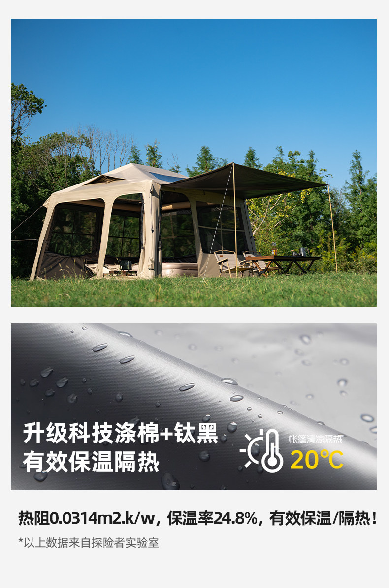 Explorer Water Cube Fully Automatic Inflatable Tent for Outdoor Camping, Overnight Rainproof Camping Gear, Integrated with the Vehicle Tail
