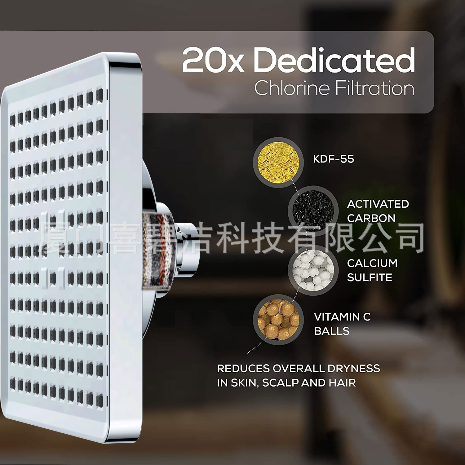 6-inch square ABS electroplated shower head with filter, cross-border pressurized filter top shower head undefined