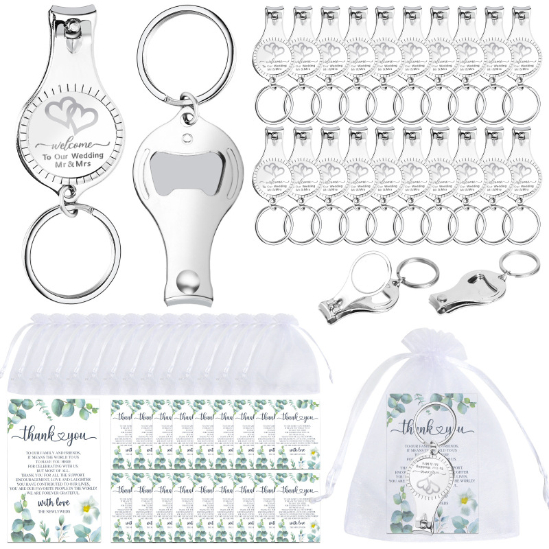 Cross-Border European and American Hot-Selling Three-In-One Nail Clipper Bottle Opener Keychain Wedding Party Bridal Gift Wedding Decoration Cross-Border European and American Hot-Selling Three-In-One Nail Clipper Bottle Opener Keychain Wedding Party Bridal Gift Wedding Decoration